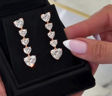 6Ct Heart-Cut EF/VS1 Lab Grown Diamond Solitaire Stud Earring 14K Rose Gold picture