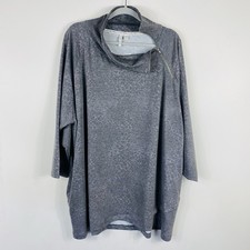 Cato Top 26 28 Gray Cheetah Print Cowl Zip Pullover picture