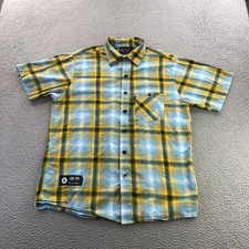 Vermont Flannel Co Shirt Mens XL Blue Yellow Plaid Lone Pine Brew Short Sleeve picture
