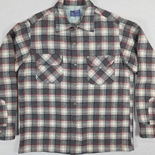 Vintage Pendleton Board Shirt Mens Medium Plaid Wool Collar Loop USA 1950's-1964 picture