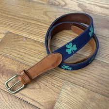 Smathers & Branson Shamrock Clover Needlepoint Leather Belt 40 picture