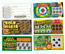 5 Phony Fake All Winning Scratch off Lottery Tickets -Joke- Prank- Gag picture