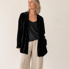 CITRON of Santa Monica Collection Black Velvet open Cardigan size Medium picture