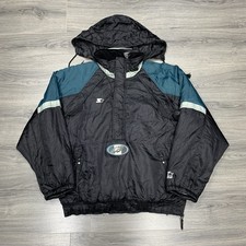 Vintage 1990S Starter Philadelphia Eagles Jacket XL Rare Men’s Black Puffer Hood picture