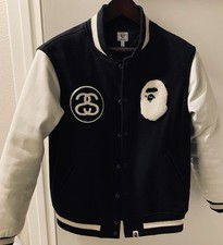 BAPE x STUSSY SURVIVAL OF THE FITTEST VARSITY JACKET OG HOLY GRAIL 🔥SALE picture