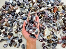 TUMBLED GRAY BOTSWANA AGATE CRYSTALS BULK WHOLESALE JEWELRY SIZE 3/4 TO 2 INCHES picture