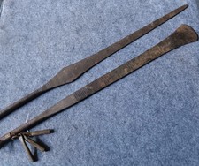 VINTAGE  AFRICAN?  SPEAR HEADS Set Of Two Hunting Tool picture