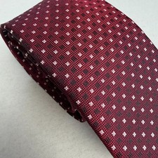 Saks Fifth Avenue Silk Tie Burgundy Dot Woven Office Business Boardroom picture