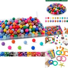 200Pcs 12mm Silicone Beads Bulk Mixed Colors Round Bead DIY Crafts Keychain Pen picture