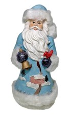 8” Santa Claus Figurine Blue Coat Red Bird Hollow Resin picture