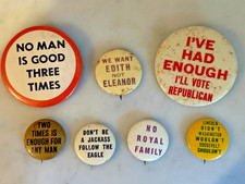 Vintage Anti-FDR Roosevelt Republican Political Campaign Pinback Button Lot of 7 picture