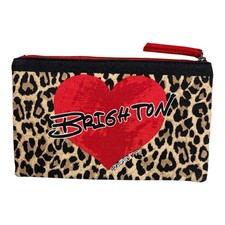 Brighton Leopard Print Canvas Cosmetic Pouch Red Heart 2020 Locket Clutch Bag picture