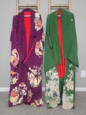 2 Vintage Japanese Stage Kimono Robes Crane Floral Theatrical Costumes 52