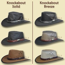 【oZtrALa】 Hat OUTBACK Canvas Cowboy Indiana Jones Black Leather Mens AUSTRALIAN  picture