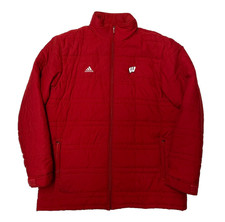 Vintage Adidas Wisconsin Badgers Jacket Mens 2XL Red Team Player Parka picture