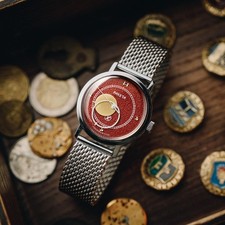 Raketa Copernicus Red Dial Vintage Soviet (USSR) 1980 Wrist Watch - UNWORN picture
