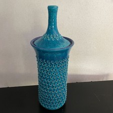 Bitossi Aldo Londi Lacrima Remini Blue Ceramic Covered Vase Rare Italy MCM RARE picture