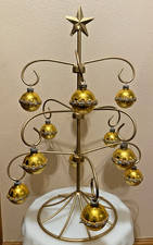 Vtg lot 12 Gold Garland wrapped Shiny Brite Christmas Glass Ornaments Balls box picture