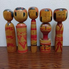 Japanese Traditional Kokeshi Doll Lot of 5 Large 30cm Collectible 15+ Signed picture