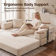 4 in 1 Sofa Bed 80 inch Convertible Sleeper Sofa with Pull Out Bed Couch Pillows picture