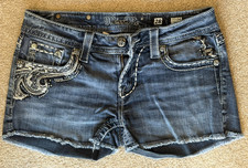 Miss Me JE5637H3 Rhinestone Denim Embellished Black Jean Shorts Women’s 28 flaw picture