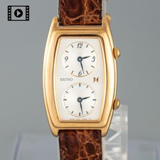 Vtg1995 Seiko Noie 1E20-3A00 Dual Time Gold White Dial Qz Women Watch -US Stock picture