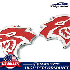 2Pcs 3D Fender Side Badge For Charger Challenger Hellcat Emblem Metal Red Chrome picture