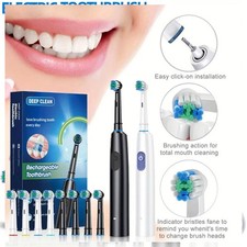 Pro Rotating Electric Toothbrush Rechargeable With 4 Brush Heads 5 Modes Timer picture
