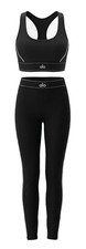 ALO YOGA 2-Piece Activewear Set Sports Bra & Leggings Black Trim Size S-XL picture