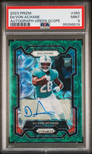 2023 Prizm De’Von Achane Green Scope RC Auto /75 PSA 9 Dolphins picture