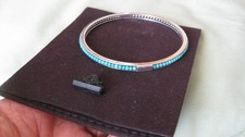 Auth LAGOS Sterling Silver Bead Turquoise Slip On Bangle/ Bracelet 9