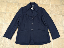 Rockmans sz 18 Fleece Sweatshirt Jacket navy blue buttons pockets women 1585 picture