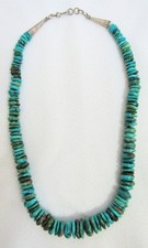 Navajo Indian Kingman Bisbee Royston Turquoise Heishi Beads & Silver Necklace picture