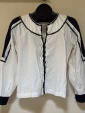 Ann Taylor Loft Petites Women's Blouse Size XXSP Statement Collar Ivory Black picture