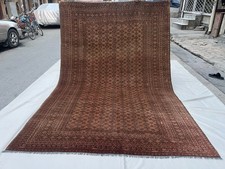Antique Turkmen Bokhara Hand Knotted Wool Faded Tribal Geomatric Rare Area Rug picture