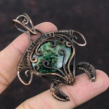 Cuprite Chrysocolla Copper Gift For Love Wire Wrapped Tortoise Pendant 2.68