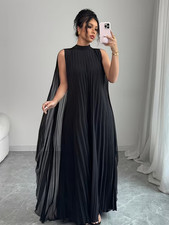 Plus Size Upscale Vintage Maxi Dress Cape Sleeves Stand Collar Train 2XL picture
