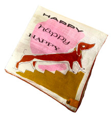 MWT Vtg. Foldable WELCHER Hanky Happy Birthday DACHSHUND WEINER DOG Kimball Tag picture