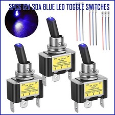 3Pcs 12V 30A Blue LED Light Toggle Rocker ON/OFF Switch 3Pin Marine Car Boat ATV picture