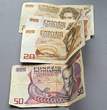 Austria Schilling Banknotes Lot 3x20 & 1x50 Circulated Uncertified picture