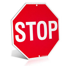 12 In. X 12 In. Stop Sign - Street Road Slow Warning Metal Warning Signs picture