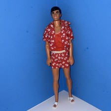 1978 Hawaiian Ken Doll 2960 & Best Buy 2241 Red/white Floral Shorts/Top/Sandals picture