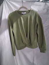 Magaschoni Womens Olive Green Twist Front Long Sleeve Sweatshirt XS N2 picture