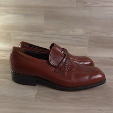 Vintage Roblee Mens 11 E Brown Leather Braided Loafers Dress Shoes Leather Sole picture