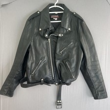 Vintage Brooks Leather Motorcycle Jacket Mens Size 50 Belted Biker USA Talon Zip picture