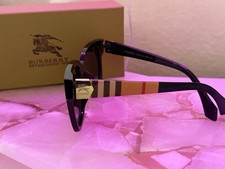 Burberry Women’s Square Sunglasses Black Full Rim Plastic, Gray Tinted Lens picture