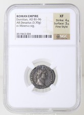 Roman Empire Domitian AD 81-96 Silver AR Denarius NGC XF Fine Style picture