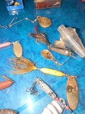 Big Vintage Fishing Tackle Lot — Spinners Spoons Flies Poppers + Ephemera picture
