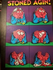 STONED AGIN MARIJUANA VINTAGE 1970's BLACKLIGHT HEADSHOP POSTER By R. Crumb picture