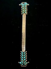 VTG 1988 Cordy Sanchez Zuni Needlepoint Turquoise Ladies' Watch Tip Bracelet picture